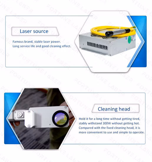 50W 100W 자동 Raycus 휴대용 미니 섬유 펄스 금속 표면 녹 제거 레이저 청소 기계 포춘 레이저