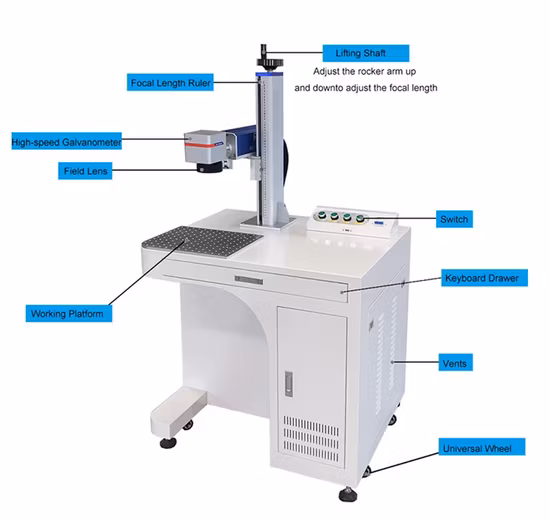 CCD 카메라가 장착된 산업용 섬유/CO2/UV 레이저 마킹 프린터 장비 기계
